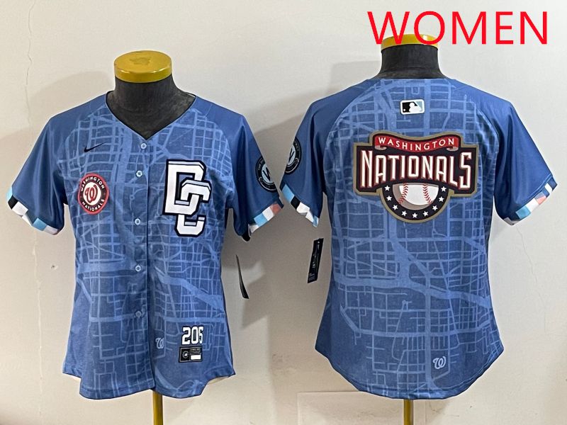 Women Washington Nationals Blank Blue Joint Name 2025 Nike MLB Jersey style 8